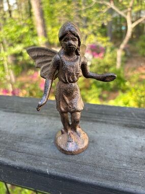 Rustic Iron  Fairy Statue